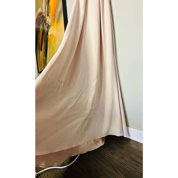 Badgley Mischka Blush Halter Odessa Zip Up Back Gown Dress Size 18 - Picture 11 of 16